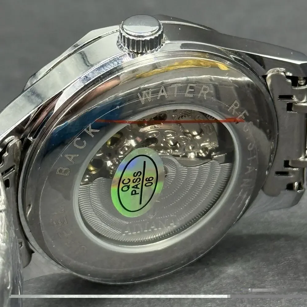 AIMANA Automatic Mechanical Watch Black Open Heart Dial Exhibition Caseback